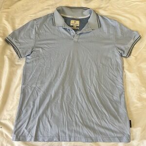Scott James Light Blue Striped Accent Collar Short Sleeve Polo‎ Size Men's Large